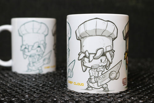 Cloud Strife FFXIV Chef Chibi Ceramic Mug | 11oz Custom Printed