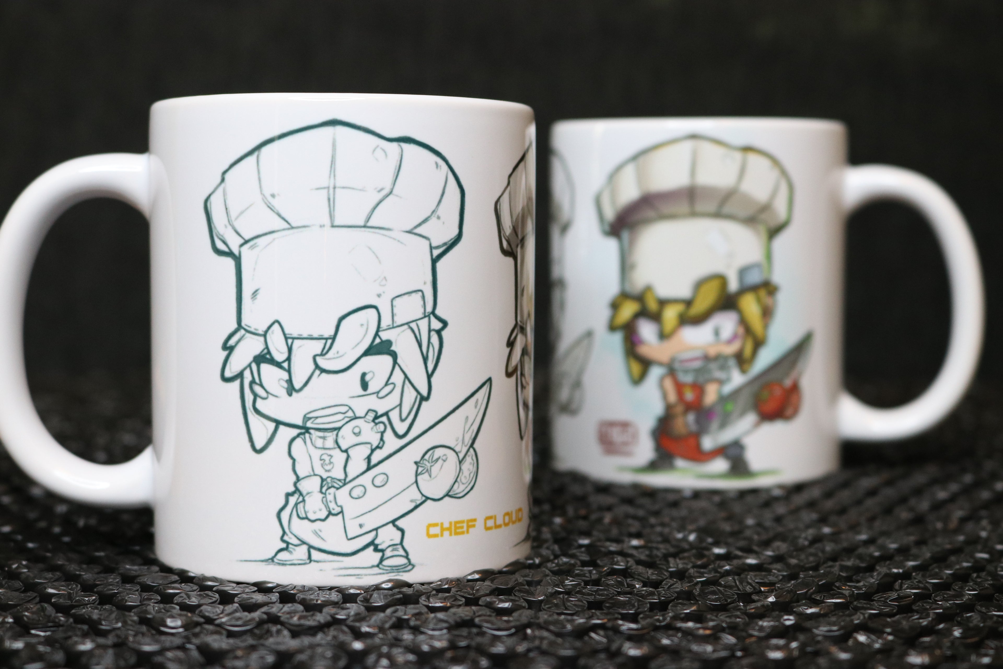 Cloud Strife FFXIV Chef Chibi Ceramic Mug | 11oz Custom Printed